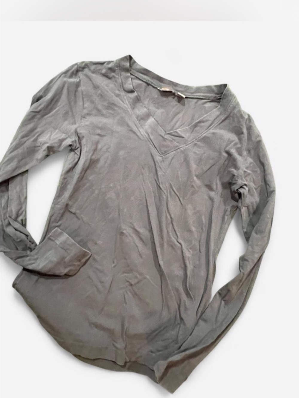 Merrell Gray V-Neck Long Sleeve Activewear Shirt Baselayer Size S